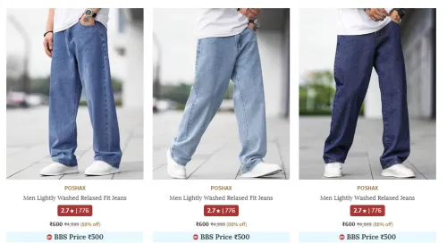 Image of POSHAX Men Relaxed Fit Jeans up to @ ₹88% Discount