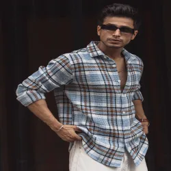  Powerlook Men Tartan Checked Casual Shirt