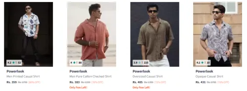 Image of Powerlook Men's Casual Shirts at minimum 70% Discount