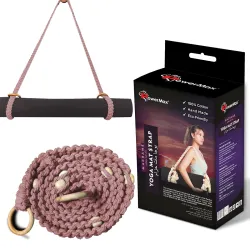 PowerMax Fitness 100% Cotton Macrame Boho style Hand Woven Yoga Mat Carrying Strap, Multi-Purpose Strap/Carrier for Your Yoga Mat, Exercise Mat and beach blanket
