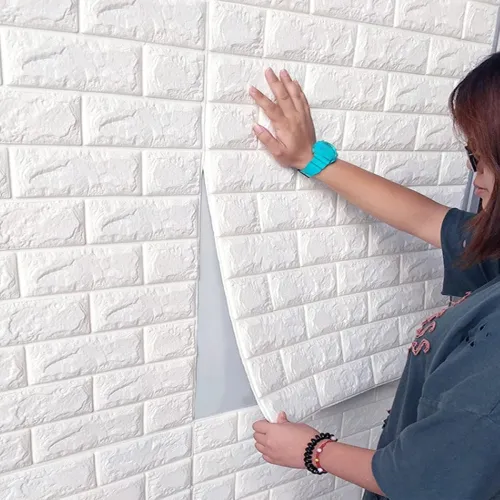 Image of POZET 3D Brick Wallpaper PE Foam Wall Stickers (70 x 77 cm) - White