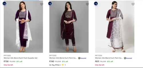 Image of PPTOSS Women's Ethnic Sets at minimum 81% Discount