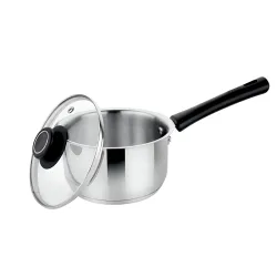 Prabha Sauce Pan with Lid 2.1 Liters 18cm | Induction Base Sauce Pan for Tea | Heavy Gauge Encapsulated Base Induction Bottom Deep Sauce Pan Stainless Steel Tea Pan, Milk Pan, Milk Boiler wi...