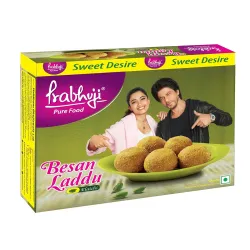Prabhuji Besan Laddu Elaichi 336g | Traditional Indian Sweet Made with Gram Flour | Soft & Rich Taste | Ready to Eat Mit