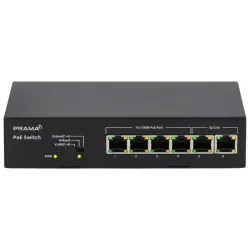 Prama Prama PT-SW1U06P-E 100 Mbps Network PoE Switch, 4 PoE Ports + 2 Uplink RJ-45 Ports