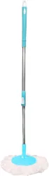 Pranays Kleanup Economy Spin Mop-Rod Stick, Mop Head And 1 Microfiber Refill - Wet & Dry 360 Mop Mop Rod (Blue)