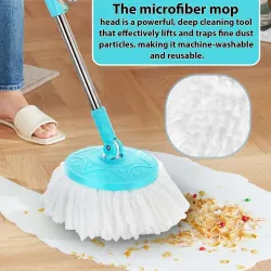 Pranays Kleanup Super Spin Mop-Mop Stick|Wet & Dry Cleaning Mop|Mops Pocha 1 Microfiber Refill Mop Set (Blue)