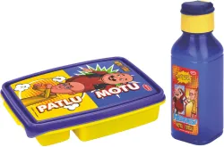 Pratap Fun Time Jr.(Hungry Kya Jr + Rocket 300 ml) Motu Patlu 2 Containers Polypropylene School Lunch Box (480 ml)