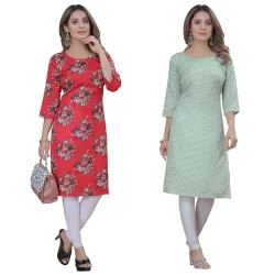 PRAZVIKA Womens Multicolor Fancy Crepe Kurta