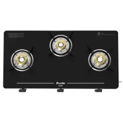 ‎Preethi Luxe 3 Burner Glass Top Gas Stove