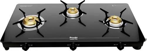 Image of Preethi Luxe pro 3 Burner Glass Manual Gas Stove 
