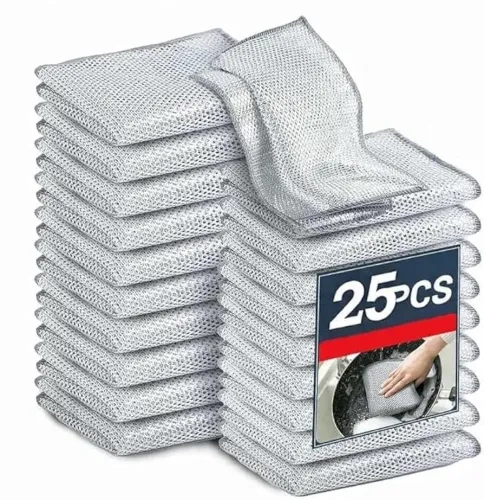 Image of Premium 25 Pack Double Layered Non-Scratch Wire Dishcloth,Steel Scrubber