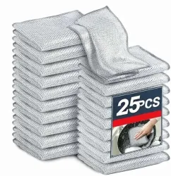 Premium 25 Pack Double Layered Non-Scratch Wire Dishcloth,Steel Scrubber