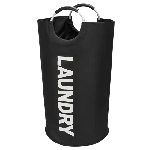 Image of Premium Black Leather Laundry Basket 