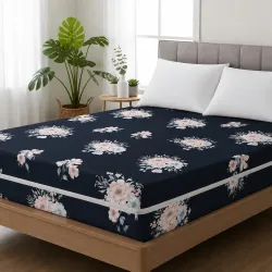 Premium Cotton Printed Mattress Cover/Protector with Zipper Chain| Provides All Around with 360° Encasing | 