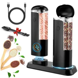 Premium Electr!c Salt & Pepper Grinder Set | Pepper Mill Grinder | Automatic One-Hand Operation | Adjustable Coarseness | Spice Grinders