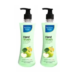 Premium Liquid Handwash Bottle with Pump | Germ Protection Handwash Liquid Soap | Moisturizing Foaming Handwash | Soft on Hands | Flavor Green Apple and Lemon - Pack of 2