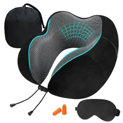 Premium Memory Foam Luxury Travel Neck Rest Pillow with Super Soft Removable