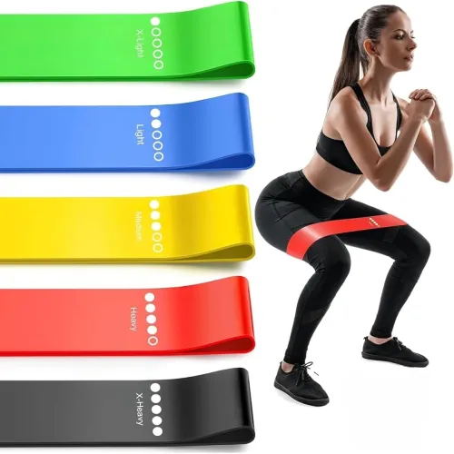 Image of Premium Resistance Bands Set of 5 – Exercise & Fitness Loop Bands for Hip, Glutes, Legs, Squats, Yoga, Pilates, Physical