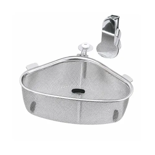 Image of Premium Silver Kitchen Sink Strainer Basket – Durable Stainless Steel Drain Protector with Fine Mesh for Food Waste Capt