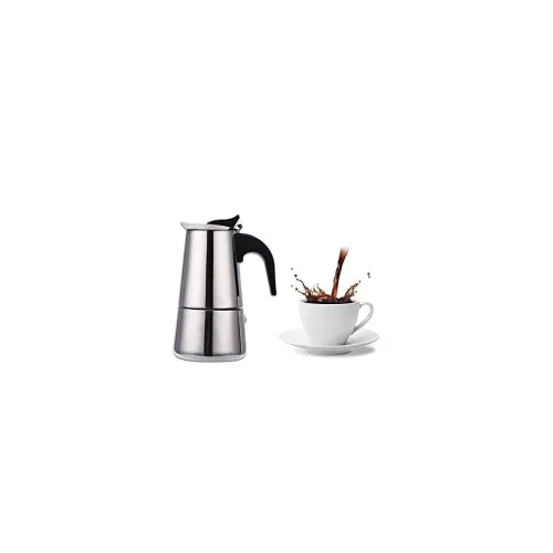 Image of Premium Stainless Steel Coffee Percolator Italian Coffee Maker Moka Pot (Silver, 4 Cup)
