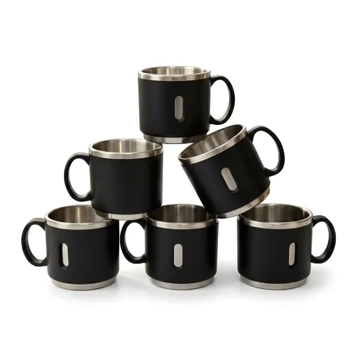 Image of Premium Stainless Steel Double Wall Coffee Mug Set of 6 (150ml Each)