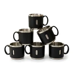 Premium Stainless Steel Double Wall Coffee Mug Set of 6 (150ml Each)