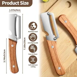 Premium Vegetable Peeler with Bottle Opener and Wooden Handle Stainless Steel