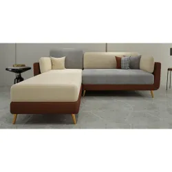 Premium Velvet RHS Luxurious Sectional Sofa (2+Lounger) Solid Wood Frame