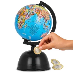 Premium World Map Globe With Money Bank for Kids & Home Decor, Stylish Office Table Decoration Item, Educational Toy for