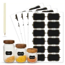Premium Gold Embossed Black Spice Jar Labels (48-Pack)