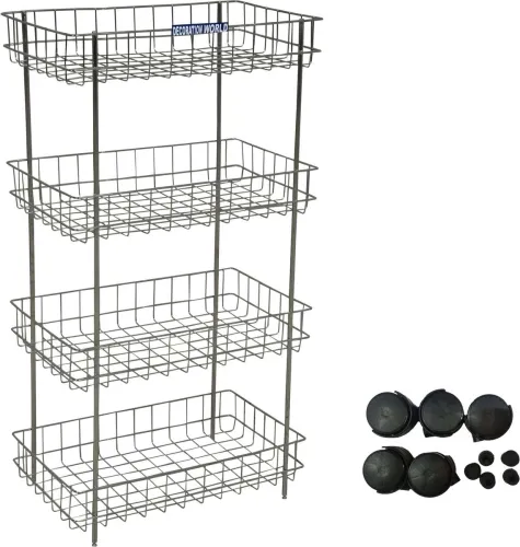 Image of Premsakhi Fruits / Vegetables Kitchen Rack Fruits Vegetables Kitchen Rack Steel Stainless Steel Backet Trolley Plastic
