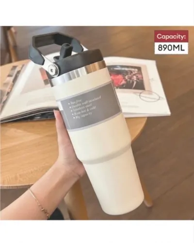 Image of Presentkart Large Capacity 900 ML Steel Travel Tumbler with Straw Lid 900 ml