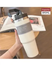 Presentkart Large Capacity 900 ML Steel Travel Tumbler with Straw Lid 900 ml