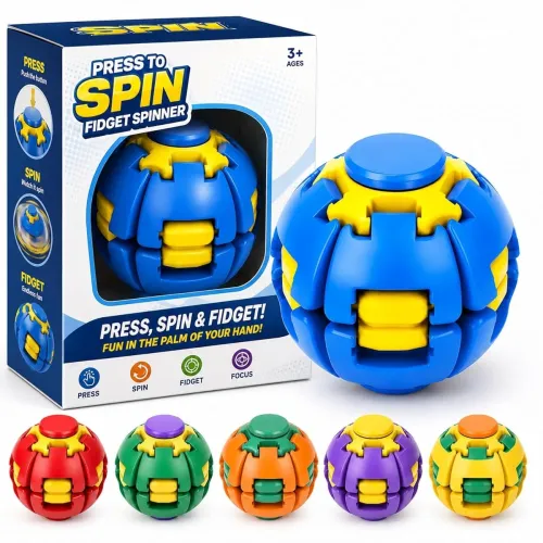 Image of Press to Spin Fidget Ball Spinner Toy