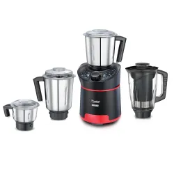 Prestige 1000 Watts Hercules with 4 Jars (3 Stainless Steel Jars + 1 Juicer Jar)| Juicing and Blending Jar with Sieve| Pure Copper Motor| Flow-Breaker Design |4 Super Efficient Blades| Red &...