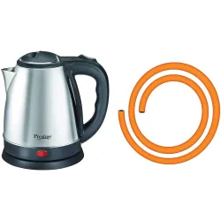 Prestige Electric Kettle PKOSS - 1500watts, Steel (1.5 Litres), Black & Prestige LPG Hose, Multi