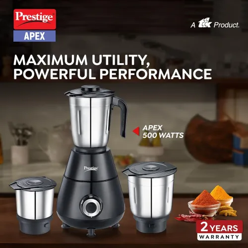 Image of Prestige 500 Watts Apex Mixer Grinder with 3 Stainless Steel Jars