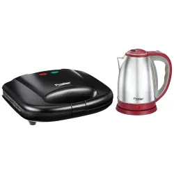 Prestige 800W Grill Sandwich Toaster & 1.5L 1500W Electric Kettle, Set of 2
