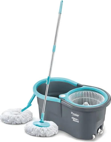Image of Prestige Alpha with 2 Microfiber heads 360 Degree Spinner Mop Set (Grey, Blue)