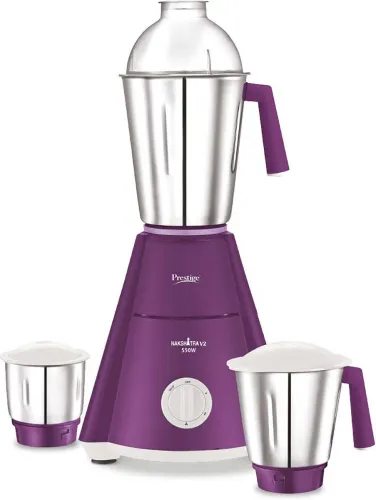 Image of Prestige Nakshatra V2 550W Mixer Grinder – 3 Jars, Purple