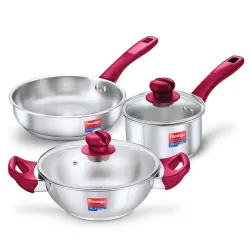 Prestige Platina Popular Stainless Steel 3PCS BYK Set Cookware