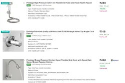 Prestige Stainless steel Tap Starting @₹149