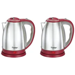 Prestige Stainless Steel 1.5 Litre Kettle 1500-Watts, Red (Pack of 2)