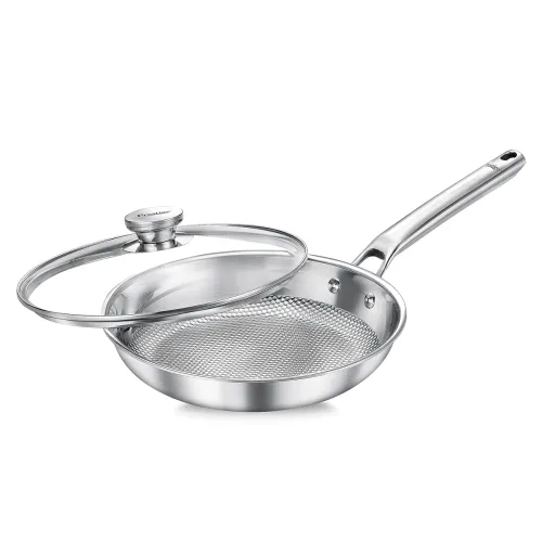 Image of Prestige TRIPLY Designer Fry Pan 24cm / 1.7L with Glass Lid | Durable Honeycomb Structure | Low Oil Consumption | Metal 