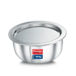 Prestige 14cm/1L Tri-Ply Stainless Steel Tope with Lid | Gas and Induction Compatible | Even Heat Distribution | Strong 
