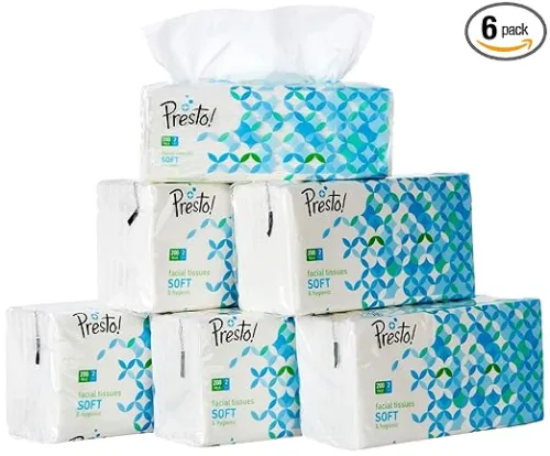 Image of Amazon Brand - Presto! 2 Ply Facial Tissue Soft Pack