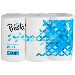 Presto! 2-Ply Toilet Tissue Paper Pack of 4