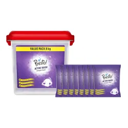 Amazon Brand - Presto! Active Wash Detergent Powder | 8 Kg | 1kg X Pack of 8 | Bucket | Tough On Stains | Gentle On Fabrics | Colour-Safe | Refreshing Fragrance | Machine And Hand Wash