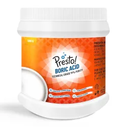 Amazon Brand - Presto! Boric Acid Powder | 500 Gram | Technical Grade 99% Pure | Multipurpose Use for Pest Control, Clea